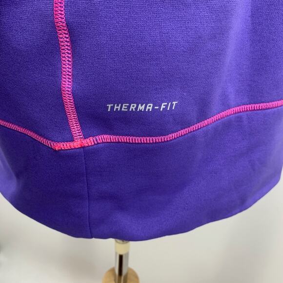 Nike Sweatshirt Women M Medium Therma Fit All Time Fleece Script Hoodie Oversize - Picture 7 of 13